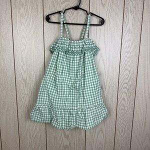 Polo Ralph Lauren Toddler Girls Gingham Eyelet Ruffle Dress 4/4T Green White $85